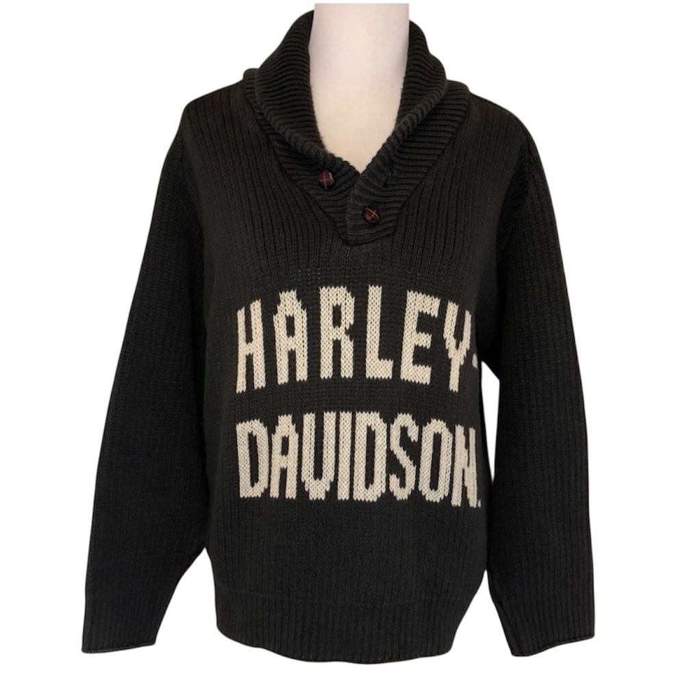 Harley-Davidson Rare Vintage Gray Shawl Neck Unisex Sweater size 3X